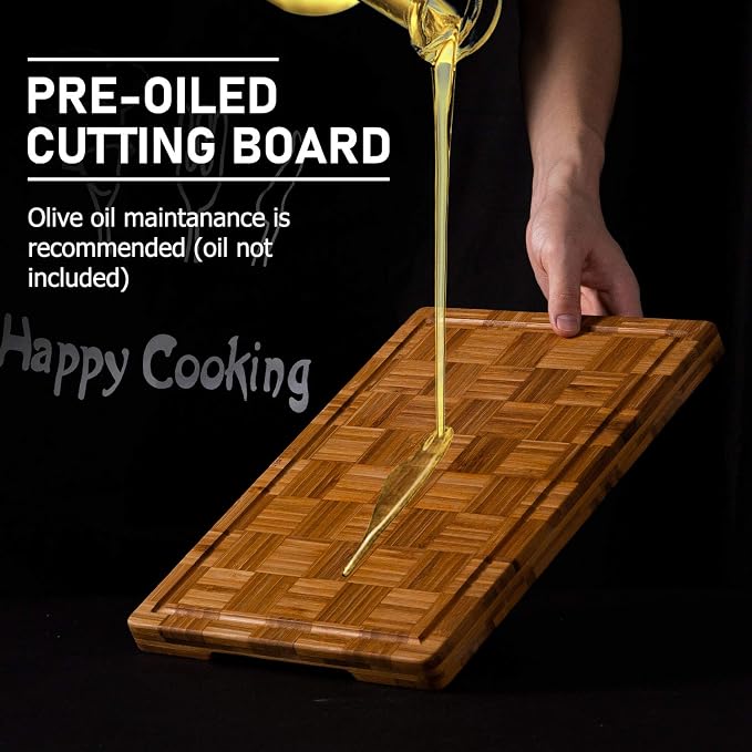 Kikcoin Extra Large Bamboo Cutting Boards, Chopping Boards - Image 6