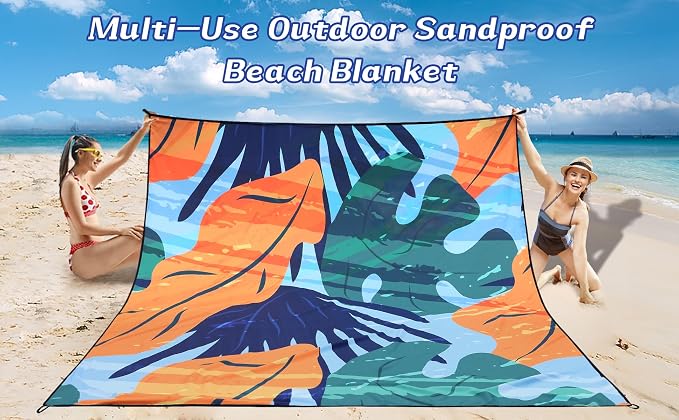 HIHOHO Beach Blanket Waterproof Sandproof Extra Large Beach Mat 79" X - Image 6