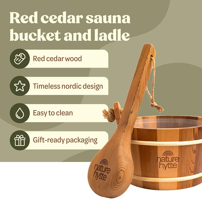 Red Cedar Sauna Bucket and Ladle Set 4L - Image 2
