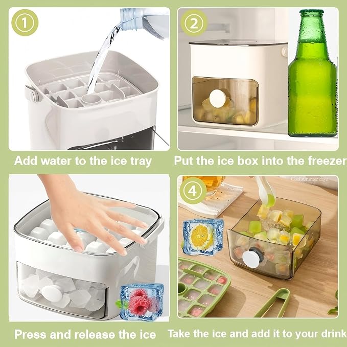 Ice Cube Tray with Lid & Bin Ice Maker Ice Trays - Image 7