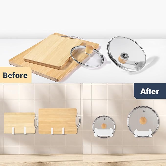 Pot Lid Rack, Wall Mounted 304 Stainless Steel Pan Lid Organizer Holder - Image 7