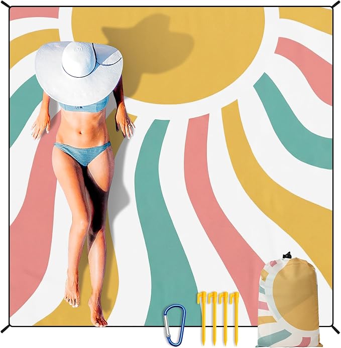 HIHOHO Beach Blanket Waterproof Sandproof Extra Large Beach Mat 79" X by HIHOHO