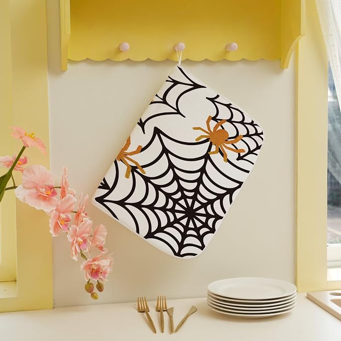 Spider Web Dish Drying Mat 18 x 24 inch Halloween Holiday Themed Decorative - Image 5
