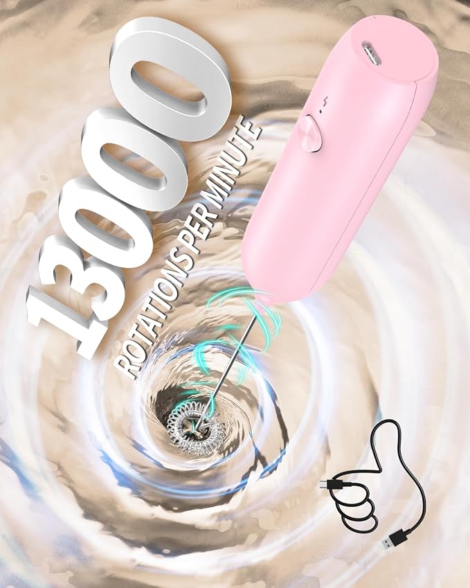 CIRCLE JOY Milk Frother Handheld Rechargeable Milk Foamer Electric Mini Drink - Image 4