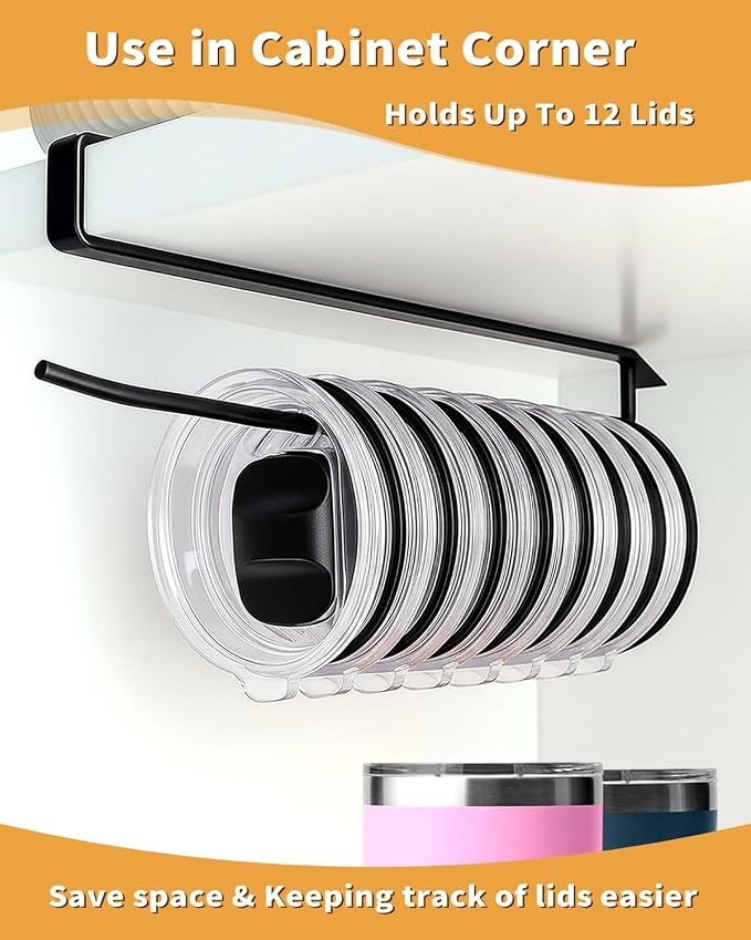 Tumbler Lid Organizer, Space-Saving Yeti Lid Organizer Inside Cabinet, Fit - Image 2