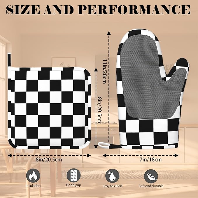 Checkerboard Oven Mitt and Pot Holder - Image 3