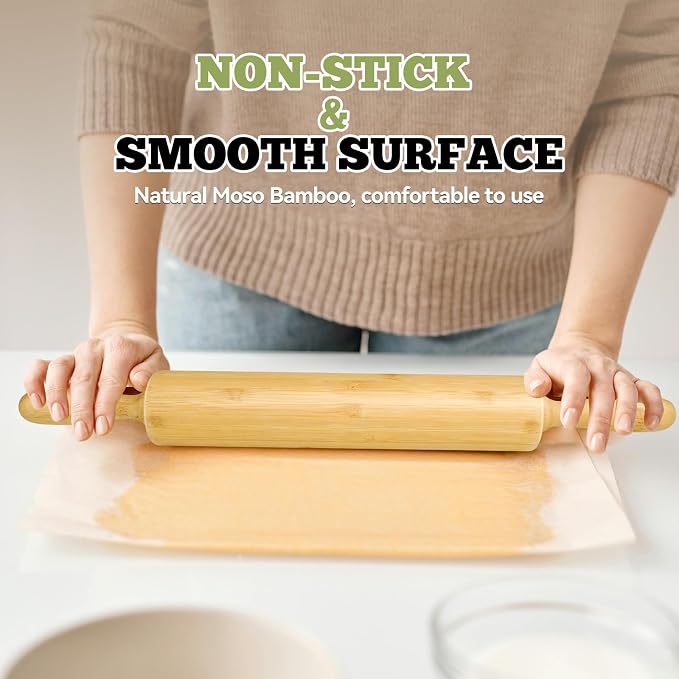 17.5 inch Wooden Rolling Pin for Baking - Image 3