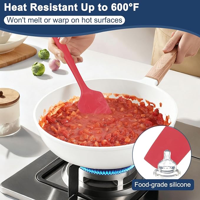 4 Pcs Silicone Spatula Set, 11.4 In, 600°F Heat Resistant Rubber Spatulas - Image 3