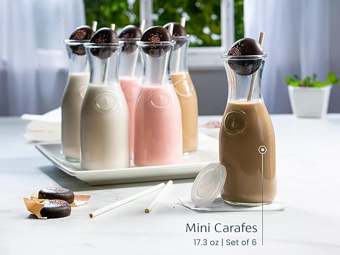 Glass Carafe Pitchers, by Kook, Mini Carafes- set of 6, Beverage Dispensers - Image 5