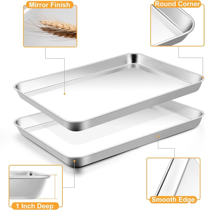 TeamFar Baking Pan with Rack Set, Stainless Steel Cookies Sheet Baking Tray Pan - Image 3
