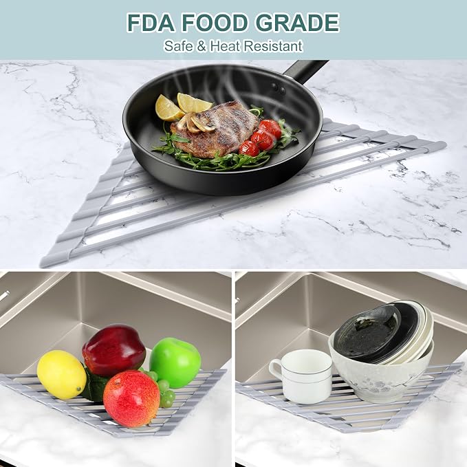 MERRYBOX Triangle Roll Up Dish Drying Rack Over The Sink, 2025 Anti-Rust Sink - Image 7