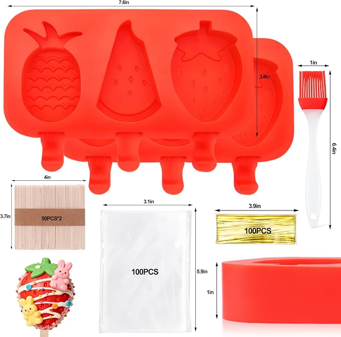 Juome Cake Pop Mold Kit, 6 Cavities Fruit Shape Cakesicle Molds Silicone - Image 2