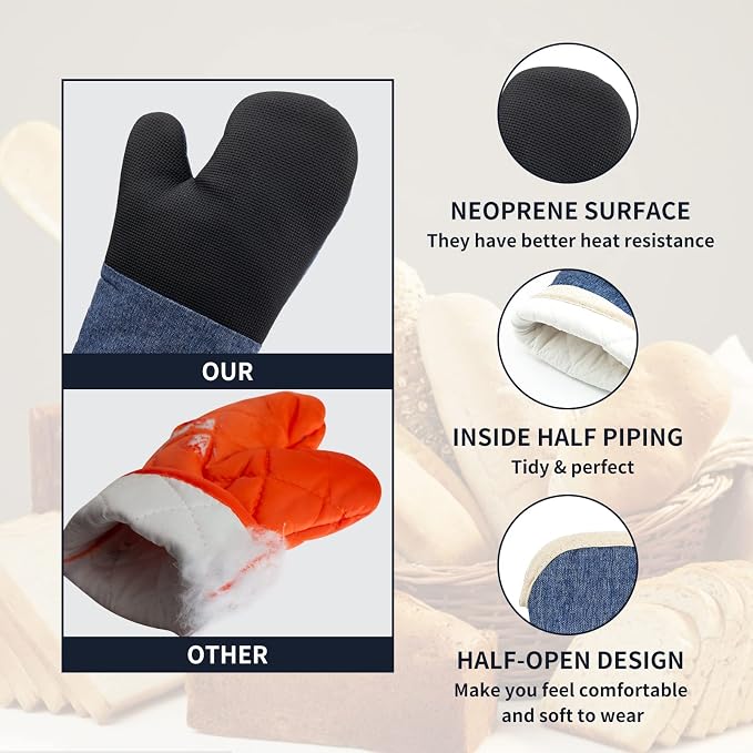 Oven Mitts and PotHolders Sets, Non-Slip Neoprene Oven Mitts are Suitable - Image 3