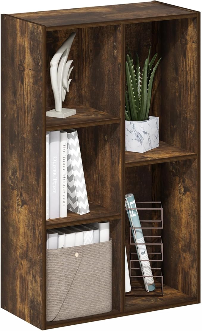 Furinno LUDER Book Shelf, 5-Cube Bookshelf, Reversible Bookcase, 9.4 x 19.5 x by Furinno-FitsYourSpaceFitsYourBudget