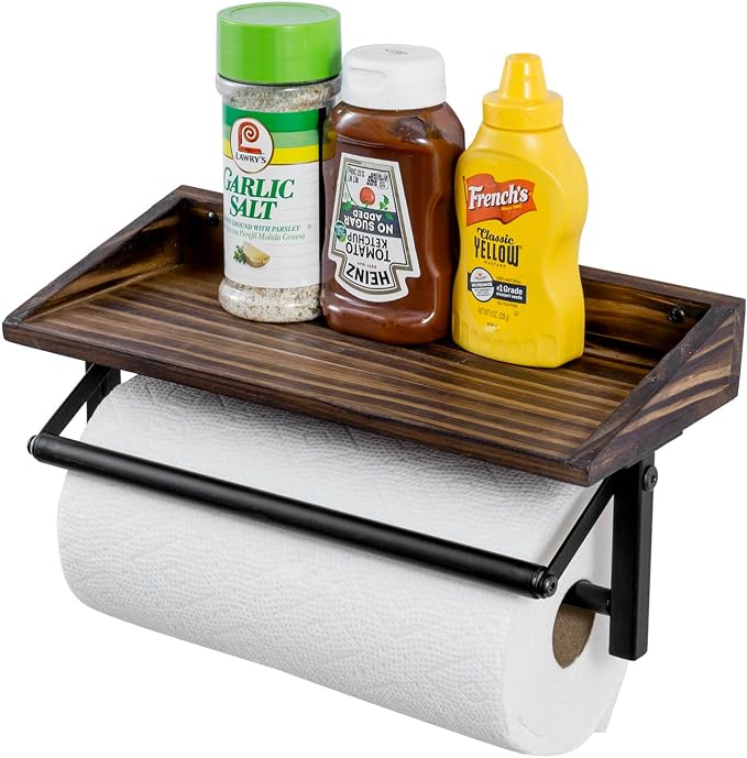 MyGift Paper Towel Holder for Kitchen, Shabby Whitewashed Wood Farmhouse Wall by MyGiftHome