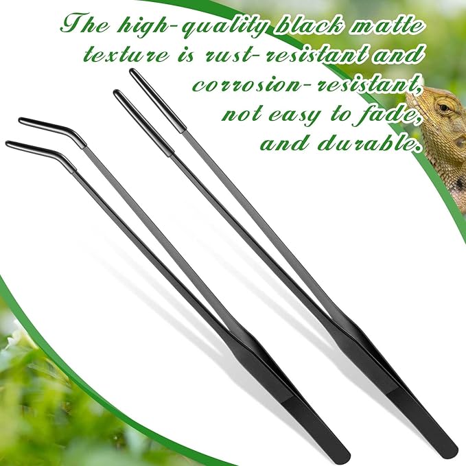 Lasnten 2 Pcs Extra Long Stainless Steel Reptile Feeding Tongs - Image 3