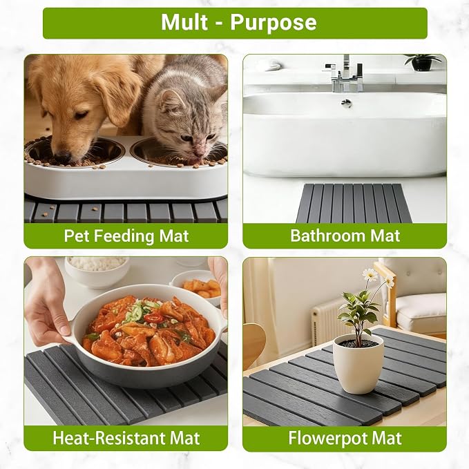 Large Stone Dish Drying Mat for Kitchen Counter, Foldable Diatomaceous Earth - Image 4