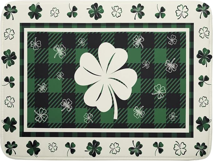 Giwawa Patrick Clovers Dish Drying Mat 18"x24" Lucky Shamrock Spring Leaf Dish by Giwawa