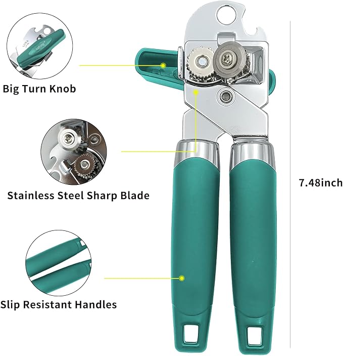 Safring Can Opener Manual, Handheld Strong Heavy Duty Stainless Steel Can Opener - Image 3