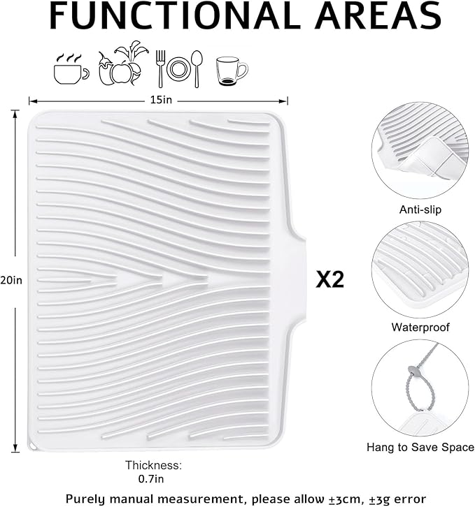 TIKNIK Silicone Dish Drying Mat, Stone Drying Mat - Image 2