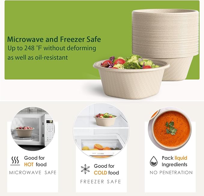 Homestockplus 32 Oz Deep Disposable Bowl, Paper Bowls Disposable Heavy Duty - Image 3