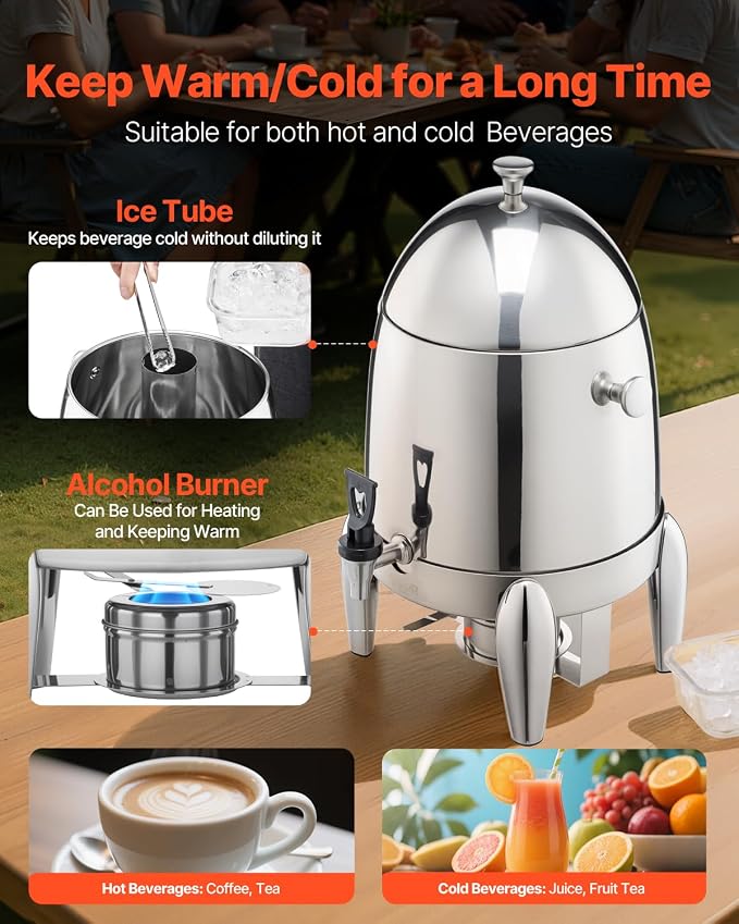 VEVOR Stainless Steel Beverage Dispenser, 2.7 Gallon Drink Dispenser - Image 4
