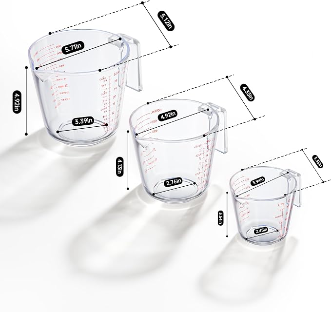 Measuring Cups, Plastic Measuring Cups Set of 3-1000ml, 300ml - Image 2