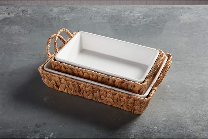 Mud Pie Hyacinth Basket Set, small baker 7" x 11" | large baker 13" x 18 1/2" - Image 2