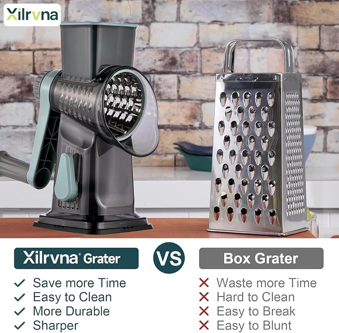 Rotary Cheese Grater with Handle Kitchen Shredder Slicer Grater Slicer Ice - Image 2