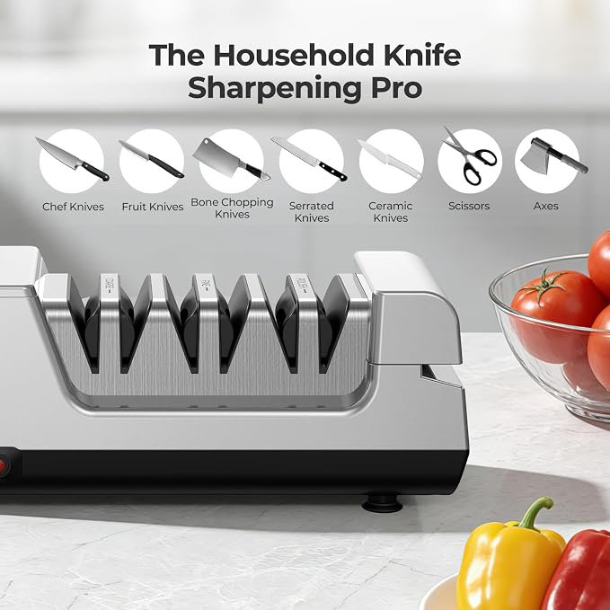 Narcissus Knife Sharpener, 3 Stages Diamond Electric Knife Sharpener - Image 7