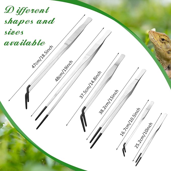 Lasnten 2 Pcs Extra Long Stainless Steel Reptile Feeding Tongs - Image 6