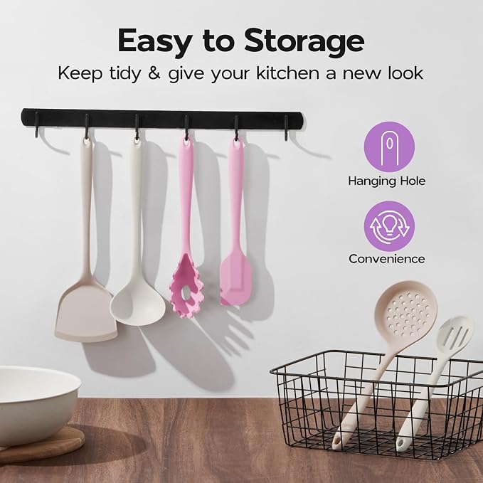 Onader Silicone Cooking Utensils Set, Heat Resistant Kitchen Gadgets Tools Set - Image 6