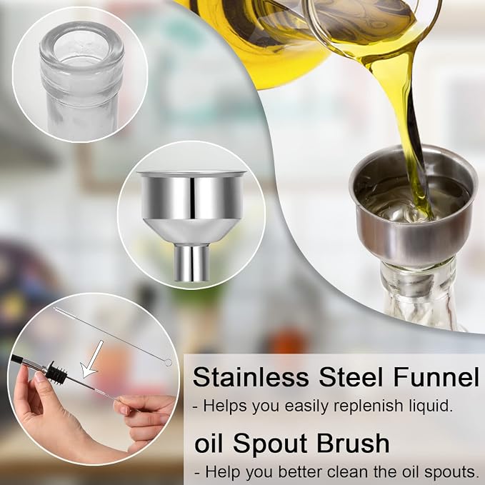 Olive Oil Dispenser 8 Oz, Oil Vinegar Cruet, Square Tall Glass Bottle - Image 4