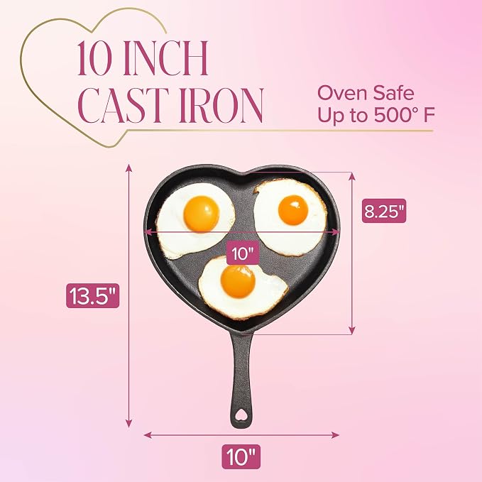 Paris Hilton Pre-Seasoned Cast Iron Heart Skillet Pan, Heavy-Duty Frying Pan - Image 6