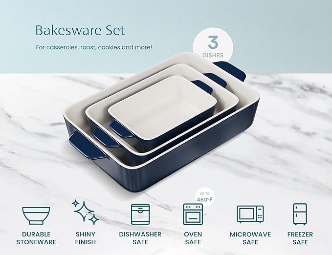 Kook Casserole Dish, Ceramic Baking Dish, Large Lasagna Pan Deep - Image 5