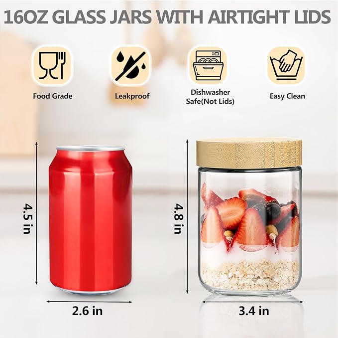 TBWIND 4 Pack 16oz Glass Jars - Image 3