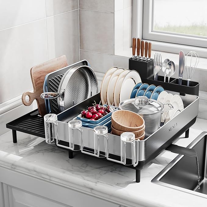 SUNLY Large Dish Drying Rack, Expandable Dish Racks by SUNLYHOME