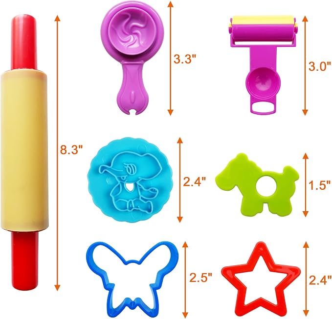 FRIMOONY Dough Tools Set for Kids, Various Plastic Molds, 45 Pieces - Image 6