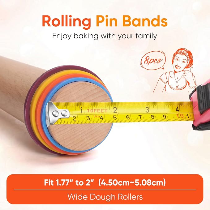 Rolling Pin Guide Rings, Reusable 8 Piece Set Baking Accessories to Precise - Image 4