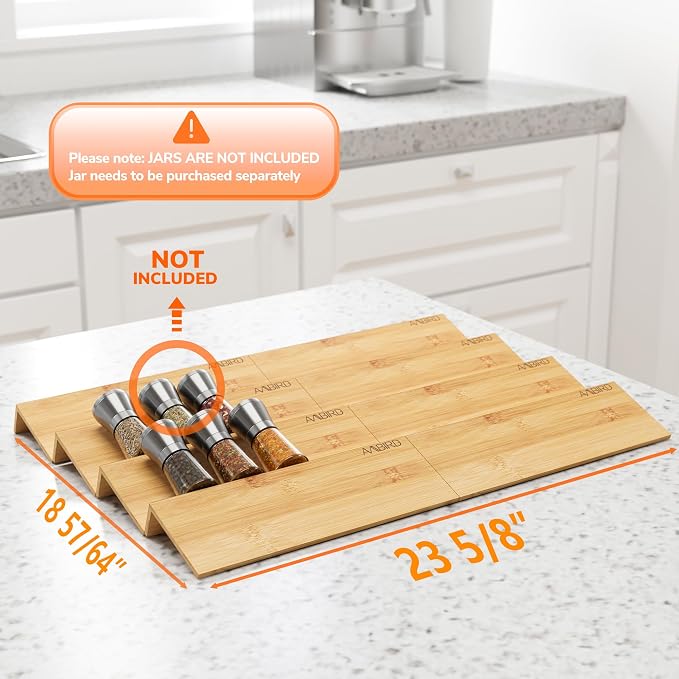 AMBIRD Bamboo Spice Drawer Organizer - Image 4