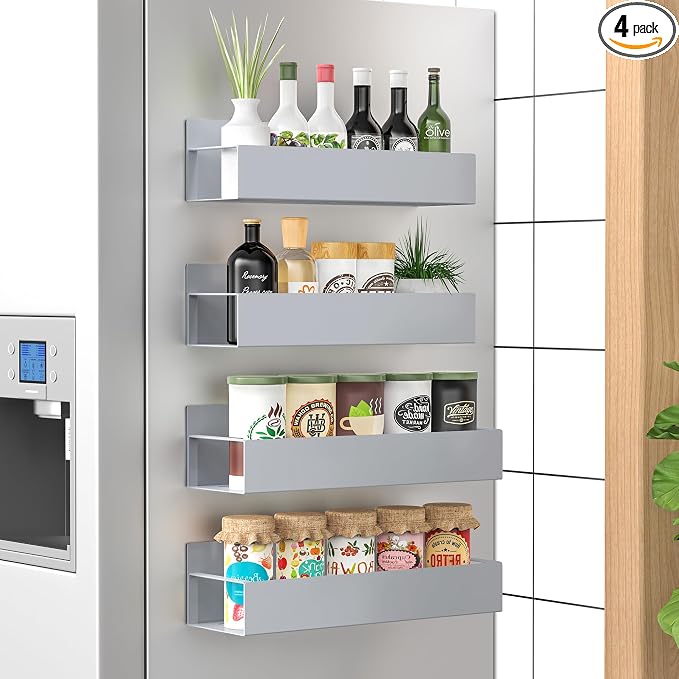 HuggieGems 4 Pack Magnetic Spice Storage Rack Organizer by HuggieGems
