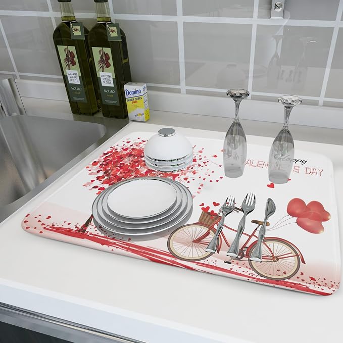 Romantic Valentine's Day Dish Drying Mat - Image 6
