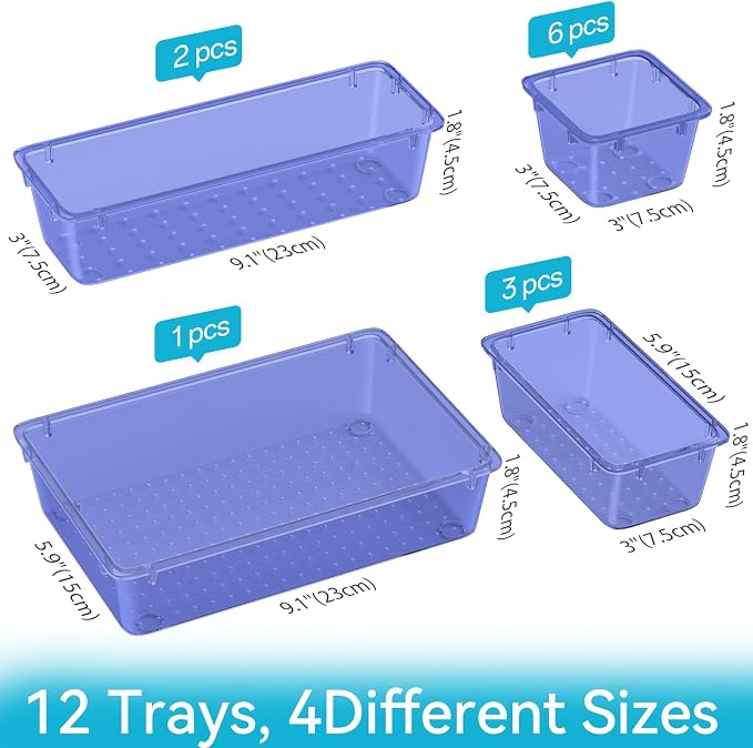 ElegantArray 12 PCS Drawer Organizer Set, 4 Sizes Tool Storage Trays - Image 4
