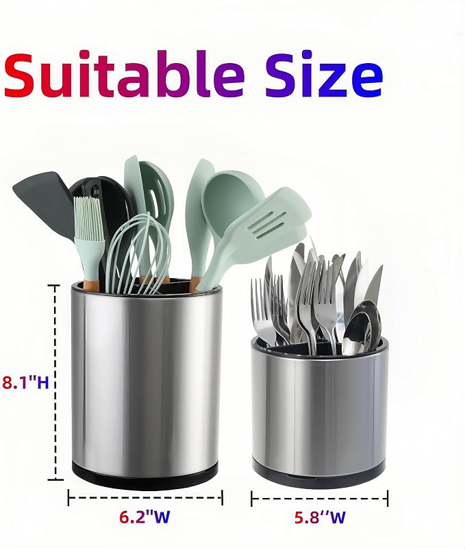 LIBODOUR Kitchen Utensil Holder Extra Large Rotating - Image 4