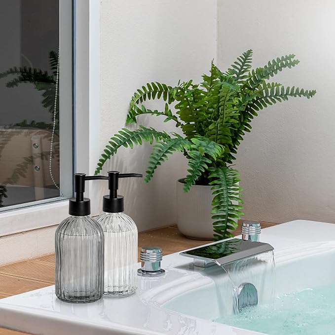 Black & Clear Glass Soap Dispenser - Image 7