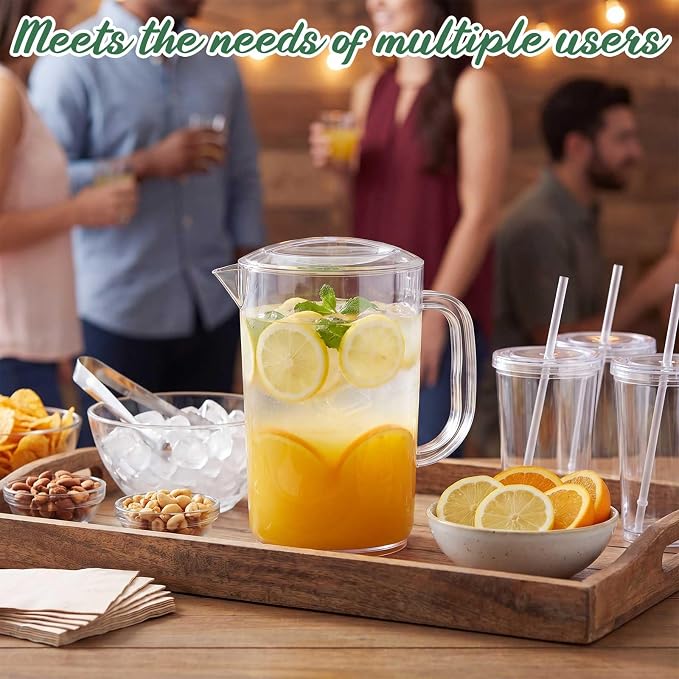 Tessco for you 12 Pcs Plastic Pitchers 60 Ounce Clear Restaurant Jug Large - Image 4