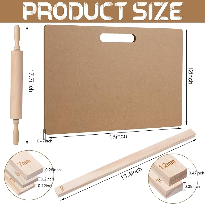 Newtay 12 Pcs Pottery Tools Include 1 Wood Rolling Pin Sculpting Polymer Clay - Image 2