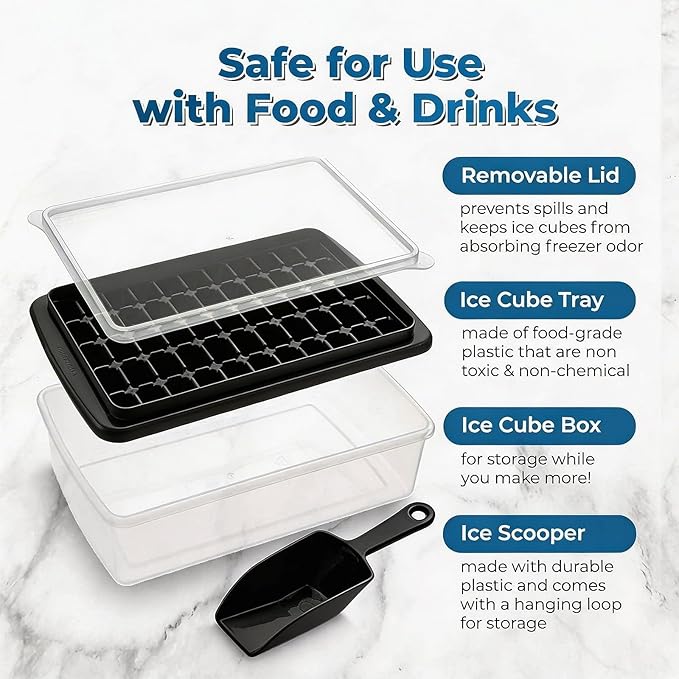 Ice Cube Tray with Lid And Bin for Freezer - Image 2