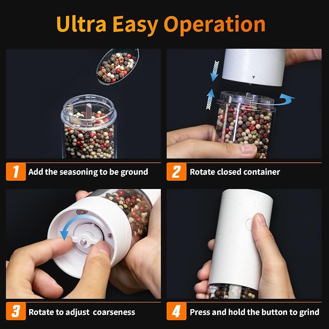 2Pack Electric Salt and Pepper Grinder Set USB Rechargeable - Image 7