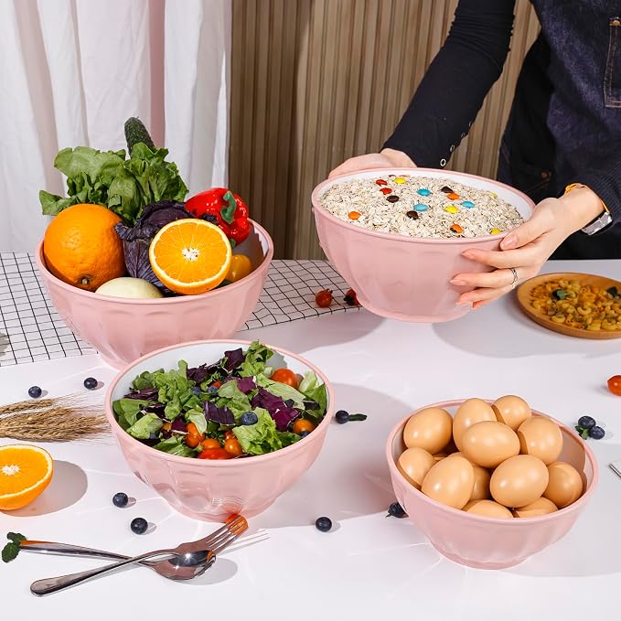 BoxedHome Mixing Bowls with Lids Set, 4PK Large 0.2” Thick Plastic Nesting - Image 6